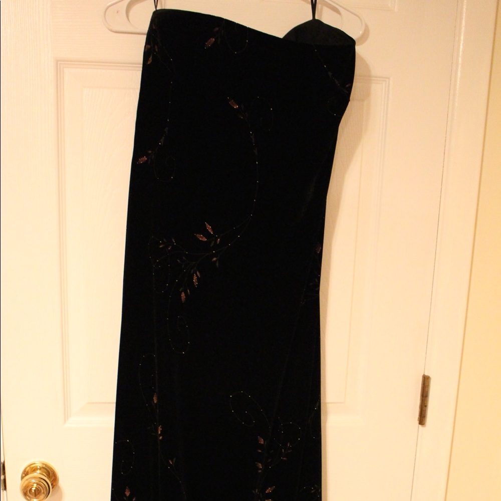 Giorgio Armani Black Velvet Dress w/ embroidery